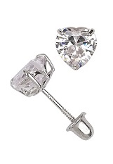 elegant lovely heart shaped cz white gold baby earrings